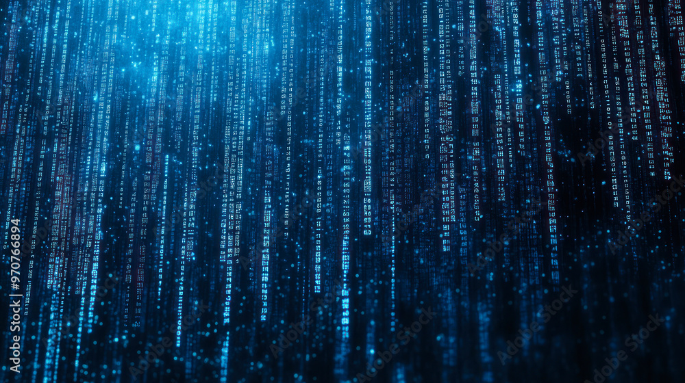 Poster abstract digital computer technology business background. Data Analysis and Access to Digital Data, Digital Cyberspace with Particles and Digital Data Network Connections