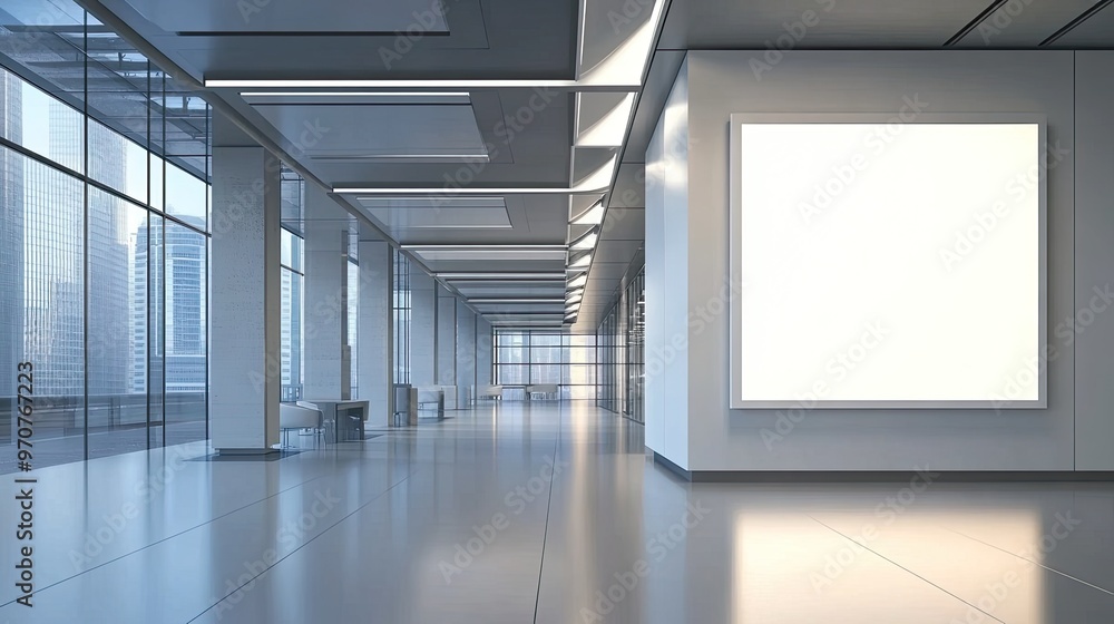 Poster modern minimalist mockup of an empty room with blank frame