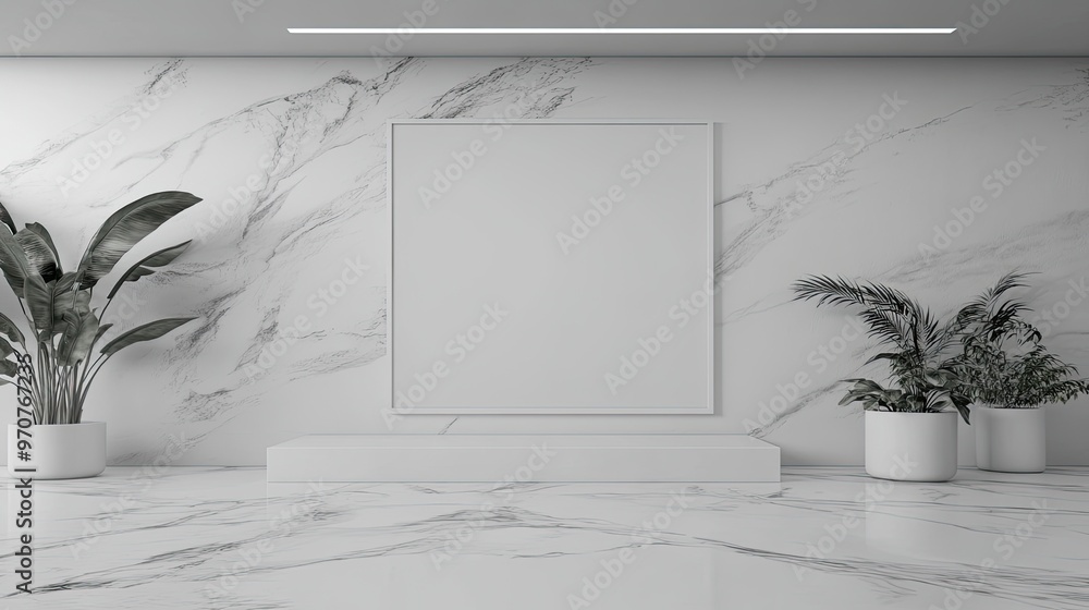 Poster modern minimalist mockup of an empty room with blank frame