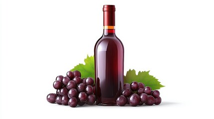 Obraz premium Red wine clipart, element, 3D illustration, realistic, isolated on white background