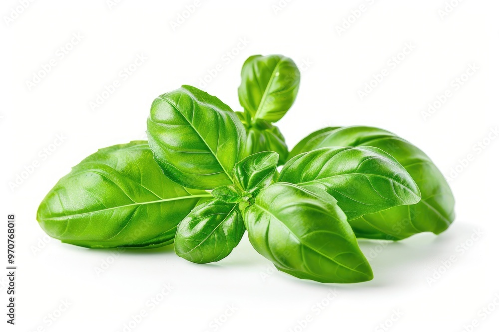 Poster a pair of green leaves sit atop a clean white surface, perfect for using as a design element or addi