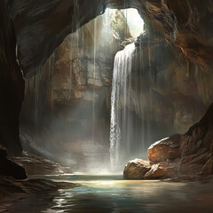 waterfall in the cave