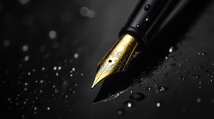 luxury fountain pen in the dark