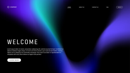 Abstract wave futuristic design of landing page. gradient mesh design