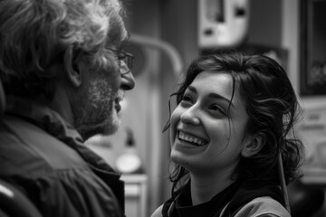 Fototapeta premium A classic couple portrait in monochrome, suitable for use in various contexts where a timeless and nostalgic feel is desired