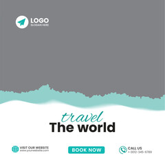 Travel and tourism explore the world Promotional Banner Post Design template   