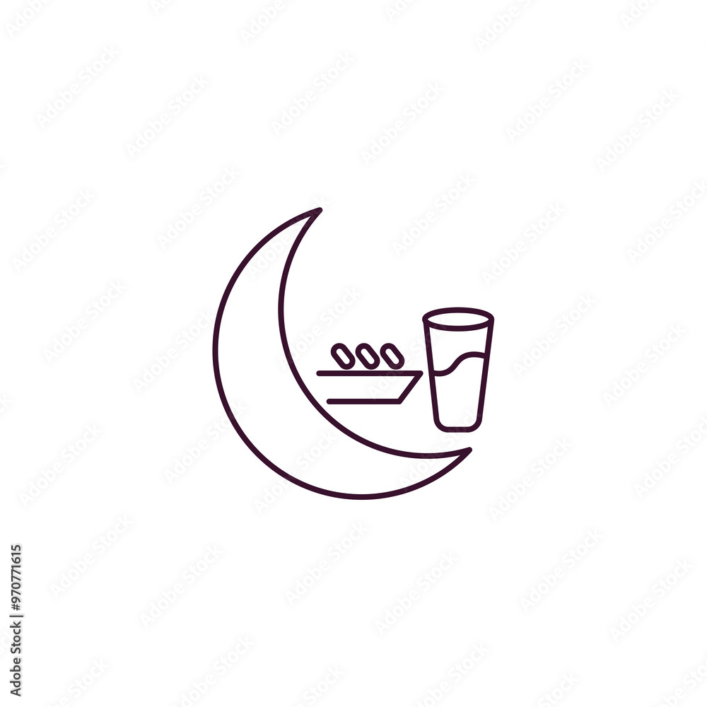 Poster fasting outline icon. linear vector from religion concept. thin line fasting icon isolated on white 