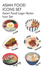 Asian food logo vector icon set 