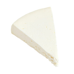 A wedge of white cheese