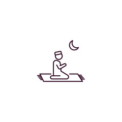 islamic pray outline icon. Linear vector from religion concept. Thin line islamic pray icon isolated on white background