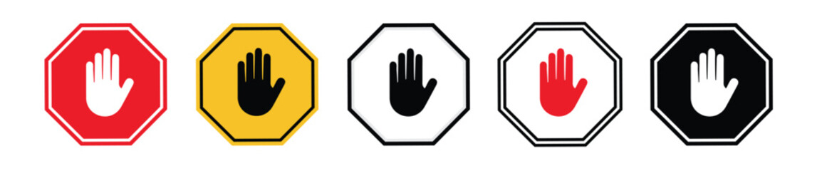 set road sign icon, stop and give way to all traffic