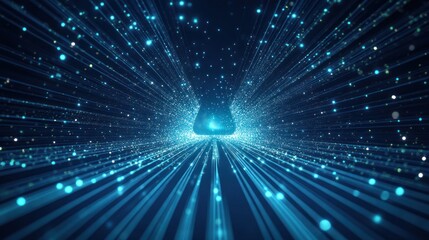 Obraz premium Abstract Blue Digital Tunnel of Lights