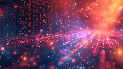 Obraz premium Abstract technology disruption backdrop with cutting-edge digital elements and ample space for innovation business content