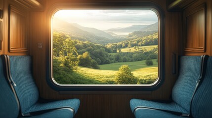 Serene Swiss Farmland Viewed Through Train Window