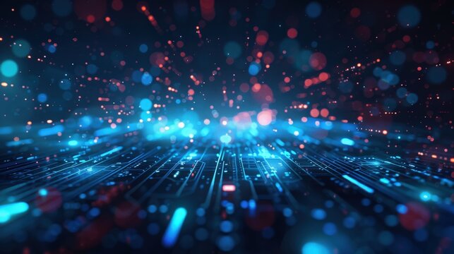 Modern digital technology backdrop with disruptive design elements and ample space for overlaying business ideas and strategies