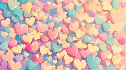 Dreamy Colorful Rainbow Pastel Hearts Background Wallpaper