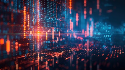 Fototapeta premium Digital fintech background with modern technology patterns and a large section for inserting innovation business ideas or headlines