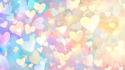 Dreamy Colorful Rainbow Pastel Hearts Background Wallpaper