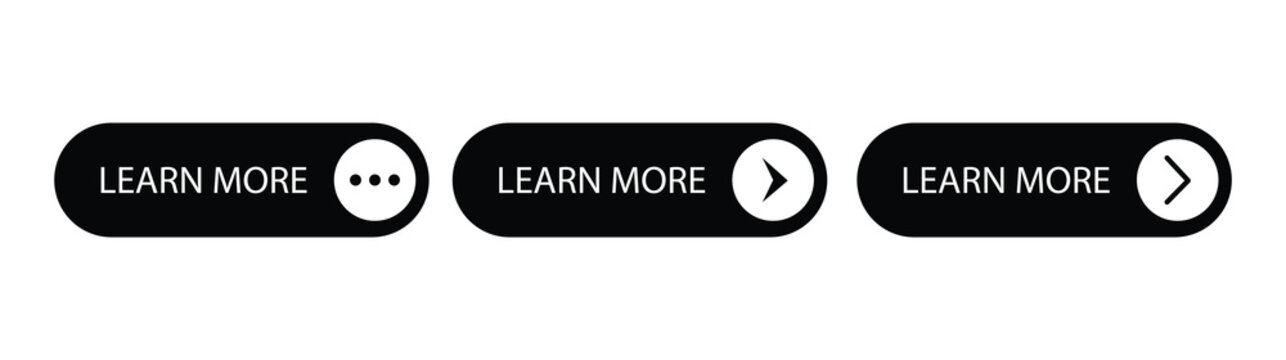 Set of learn more buttons. Call for action buttons. Learn more web site button. Modern colorful buttons collection. pack for website, ads, UI, and project. vector EPS 10
