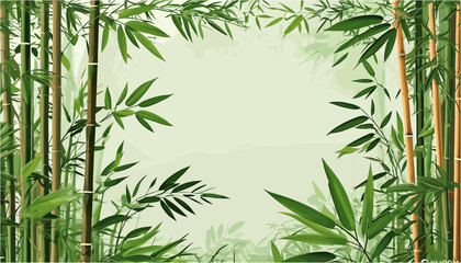 Naklejka premium Serenity of Bamboo Grove Lush Green Vector Background