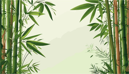 Serenity of Bamboo Grove Lush Green Vector Background