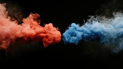 Dynamic contrast: red and blue smoke for creative art and design