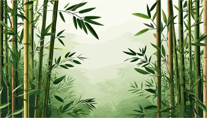 Tranquil Bamboo Forest A Harmonious Green Vector Backdrop