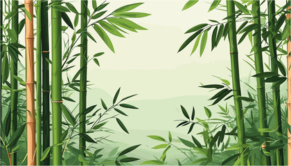 Obraz premium Tranquil Bamboo Forest A Harmonious Green Vector Backdrop