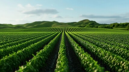 Naklejka premium Wavy glitch effects on a hillside vineyard, where rows of grapevines and rolling hills are visually distorted