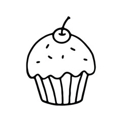 Simple cupcake illustration with cherry on top