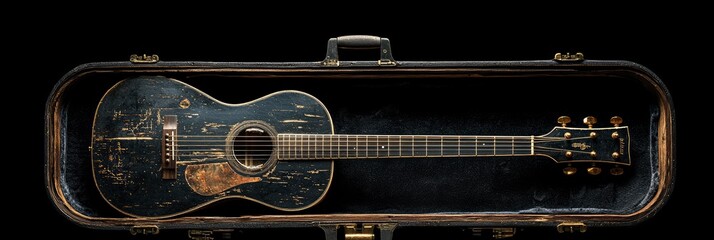 Obraz premium Vintage Acoustic Guitar in Case