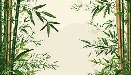 Fototapeta premium Tranquil Bamboo Forest A Harmonious Green Vector Backdrop