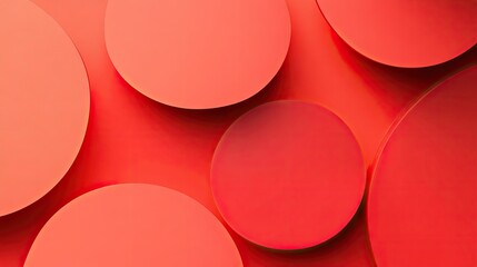 A modern graphic design featuring minimalist red shapes on a bright red background, perfect for branding.