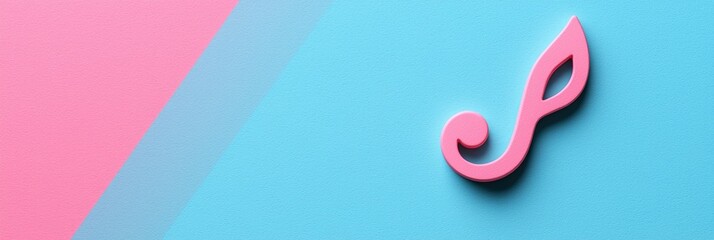 Obraz premium Pink Music Note on a Blue and Pink Background