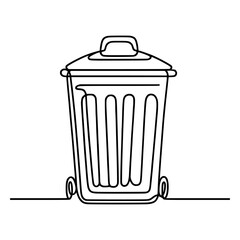 one line drawing trash bin clean environment vector illustration template design