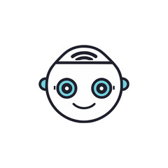 cute robot head science technology logo vector illustration template design
