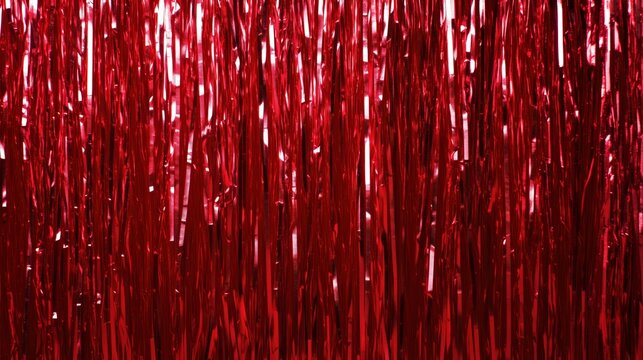 Glittery red foil fringe backdrop for festive celebrations and events