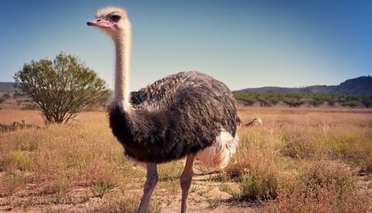 Naklejka premium 野生のダチョウ