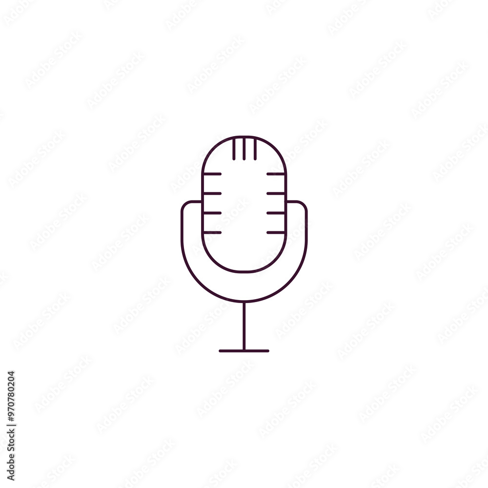 Poster retro microphone outline icon. linear vector from technology concept. thin line retro microphone ico