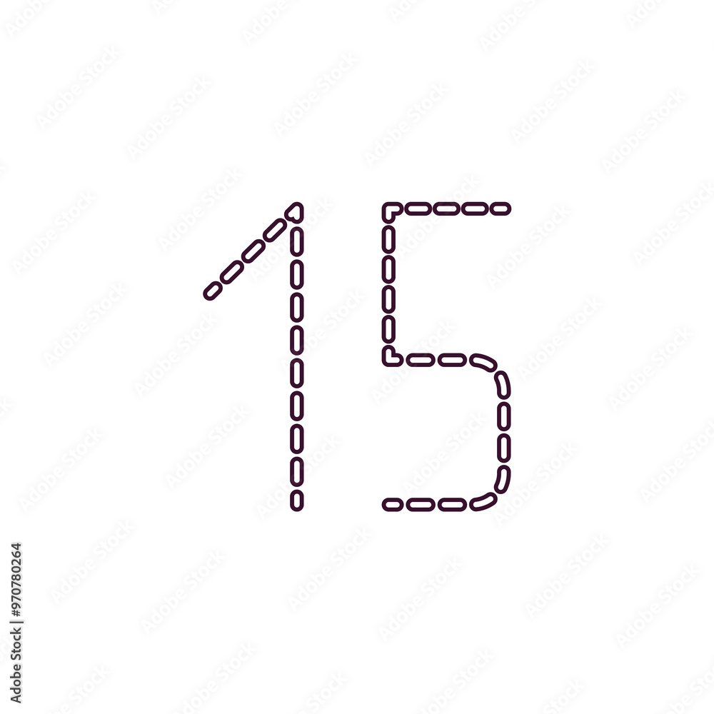 Poster digital number 15 outline icon. linear vector from technology concept. thin line digital number 15 i