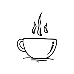 hand drawing of a teacup with steam rising from it