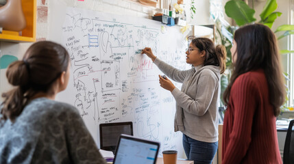 Collaboration among diverse ethical hackers brainstorming digital activism strategies in a co-working space