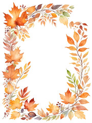 Autumn Leaves Border with Fall Colors | Elegant Thanksgiving and Harvest-Themed Frame | Perfect for Invitations, Posters, Cards, and Seasonal Decorations with Vibrant Autumn Leaves