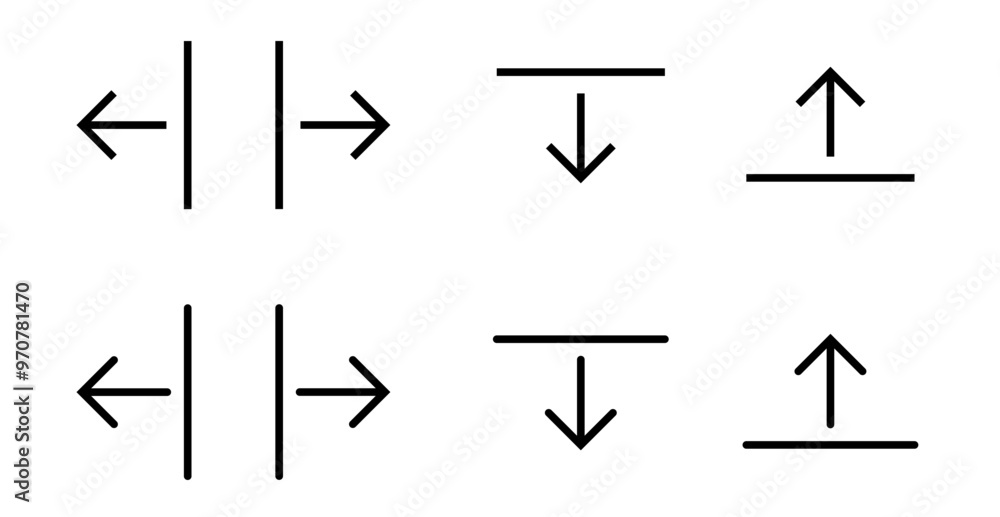 Wall mural arrow icon collection. outline editable stroke interface arrow vector icons. black arrow thin line i
