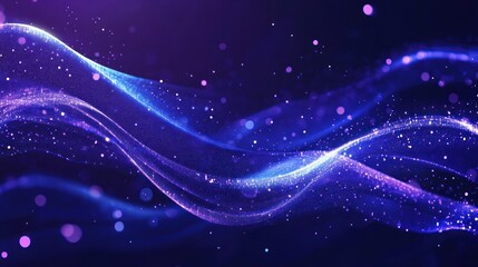Fototapeta premium Abstract Blue and Purple Wave with Glimmering Particles