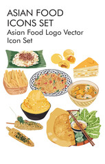 Asian food logo vector icon set 