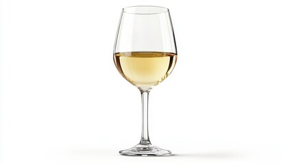 White wine glass clipart, element, 3D illustration, realistic, isolated on white background