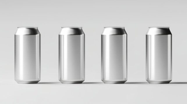 How can the silver cans be used as part of a minimalist branding strategy, focusing on clean, modern aesthetics in the beverage industry
