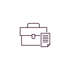 briefcase and document outline icon. Linear vector from tools concept. Thin line briefcase and document icon isolated on white background