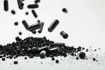 A collection of pills on a clean surface, possibly for counting or sorting